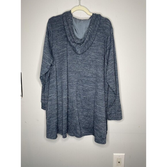 LOGO Lori Goldstein Jacket Womens 3X Blue Heather Sweater Hoodie Tunic Pockets - Picture 7 of 8